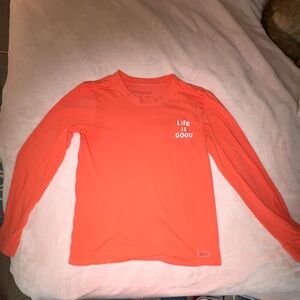 Life Is Good Bright Orange Long Sleeve Tee